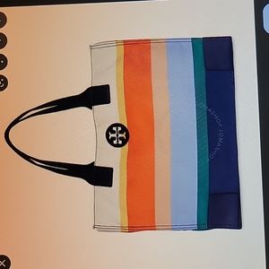 Tory Burch Ella printed packable tote/journey stripe.